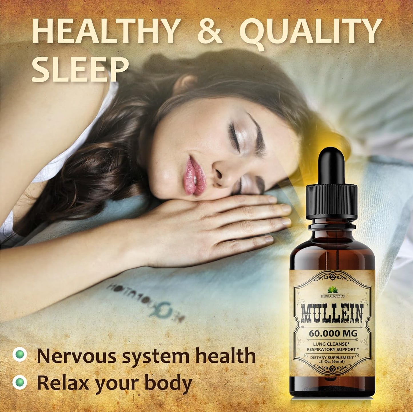 HERBALICIOUS Mullein Leaf Extract - Verbascum Thapsus Liquid Supplement - Herbal Tincture Promoting & Detox Lungs, Respiratory & Digestive Wellness - Lung Cleanse - Vegan Drops, Non-GMO - 2 fl. Oz