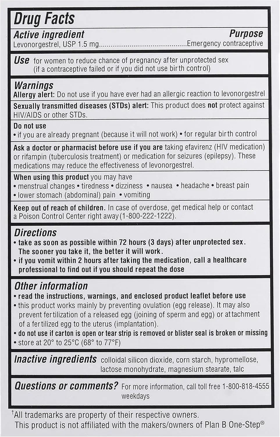 Ohm My Choice Emergency Contraceptive 1 Tablet (Levonorgestrel Tablet 1.5mg) Vitamins Depots