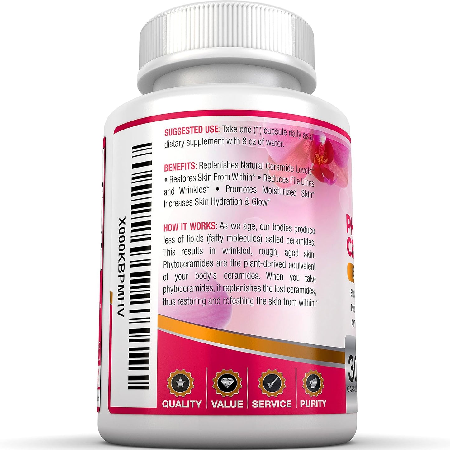 BRI Nutrition Phytoceramides - Natural Anti-Aging Skin & Hair Vitamins for Collagen Boost & Rejuvenation w Vitamins A + C + D + E - 350mg per Serving - 30 Count