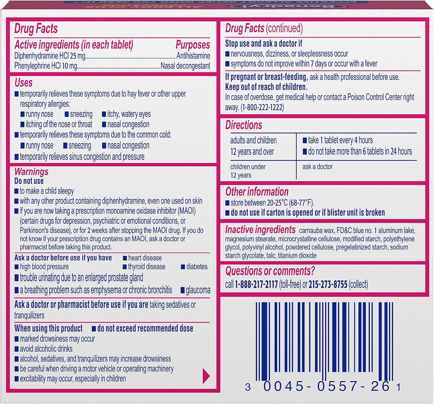 Benadryl Allergy Plus Congestion Ultratabs, 24 count Benadryl