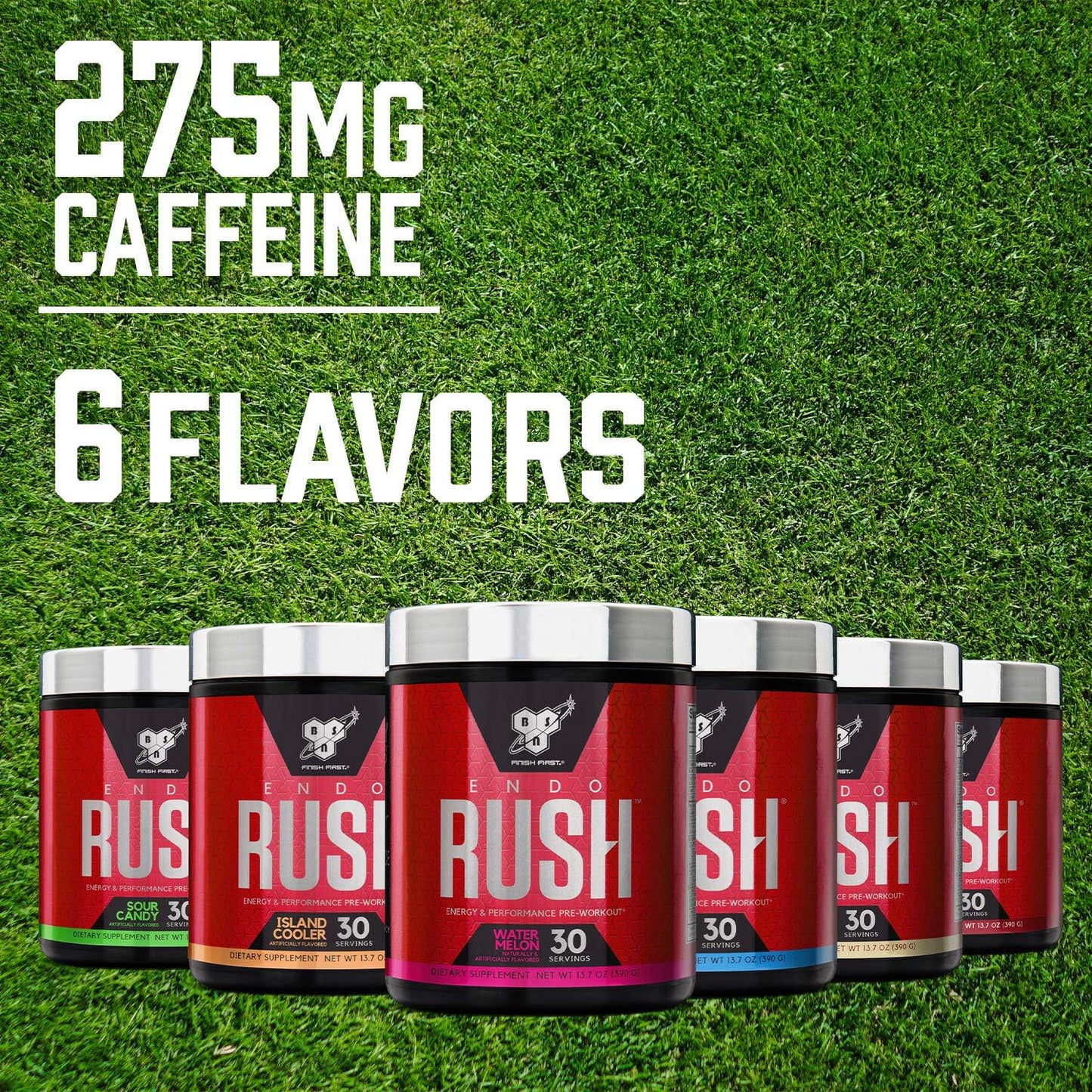 BSN Endorush Pre Workout Powder, Energy Supplement for Men and Women, 300mg of Caffeine, with Beta-Alanine and Creatine, Sour Candy, 30 Servings , 14.3 Ounce