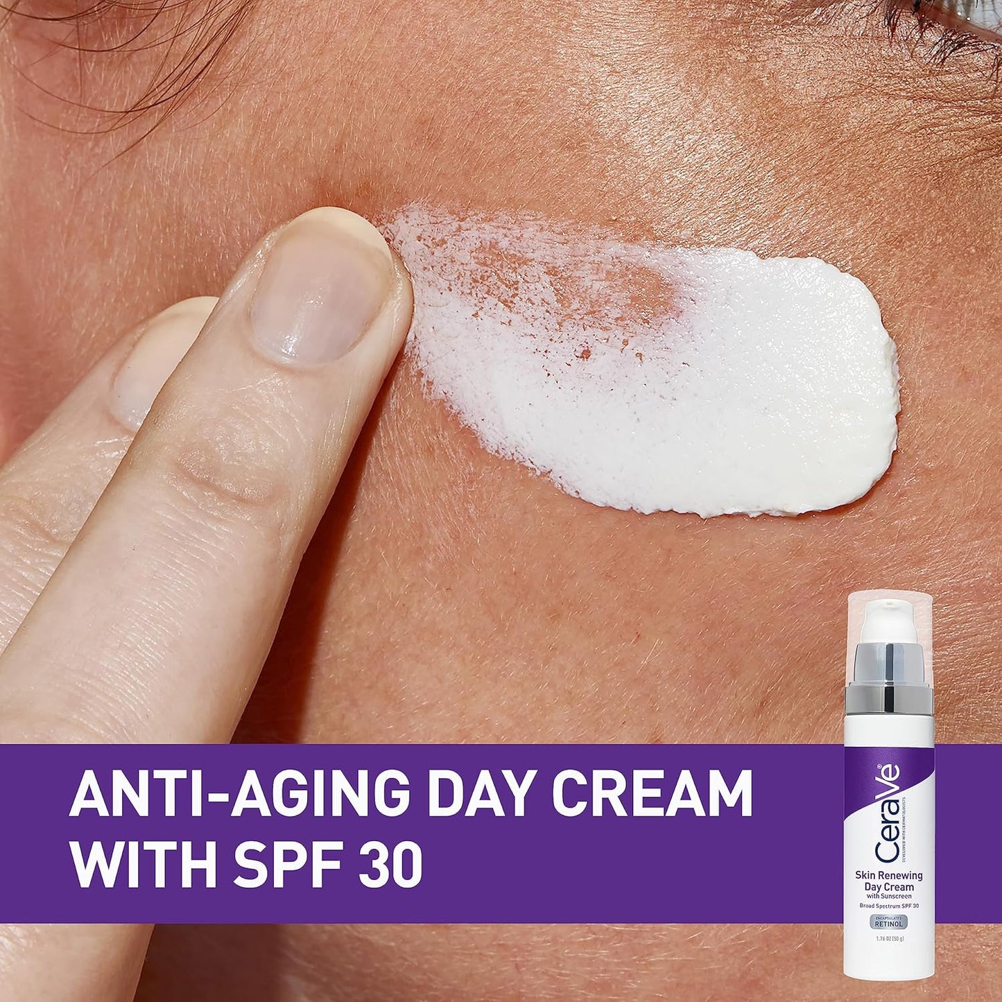 Cerave Anti Aging Face Cream with SPF 30 Sunscreen | Anti Wrinkle Cream for Face with Retinol, SPF 30 Sunscreen, Hyaluronic Acid, and Ceramides | 1.76 Ounce