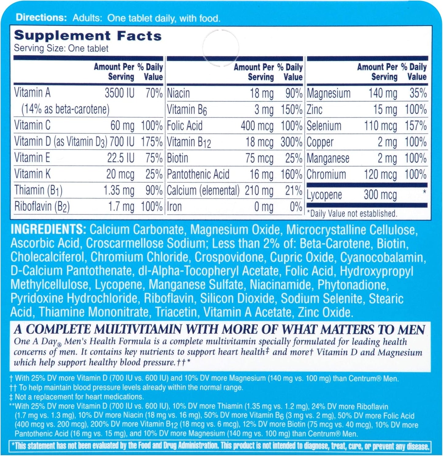 One A Day Men's Multivitamin Tablets, Multivitamins for Men, 60 Ct
