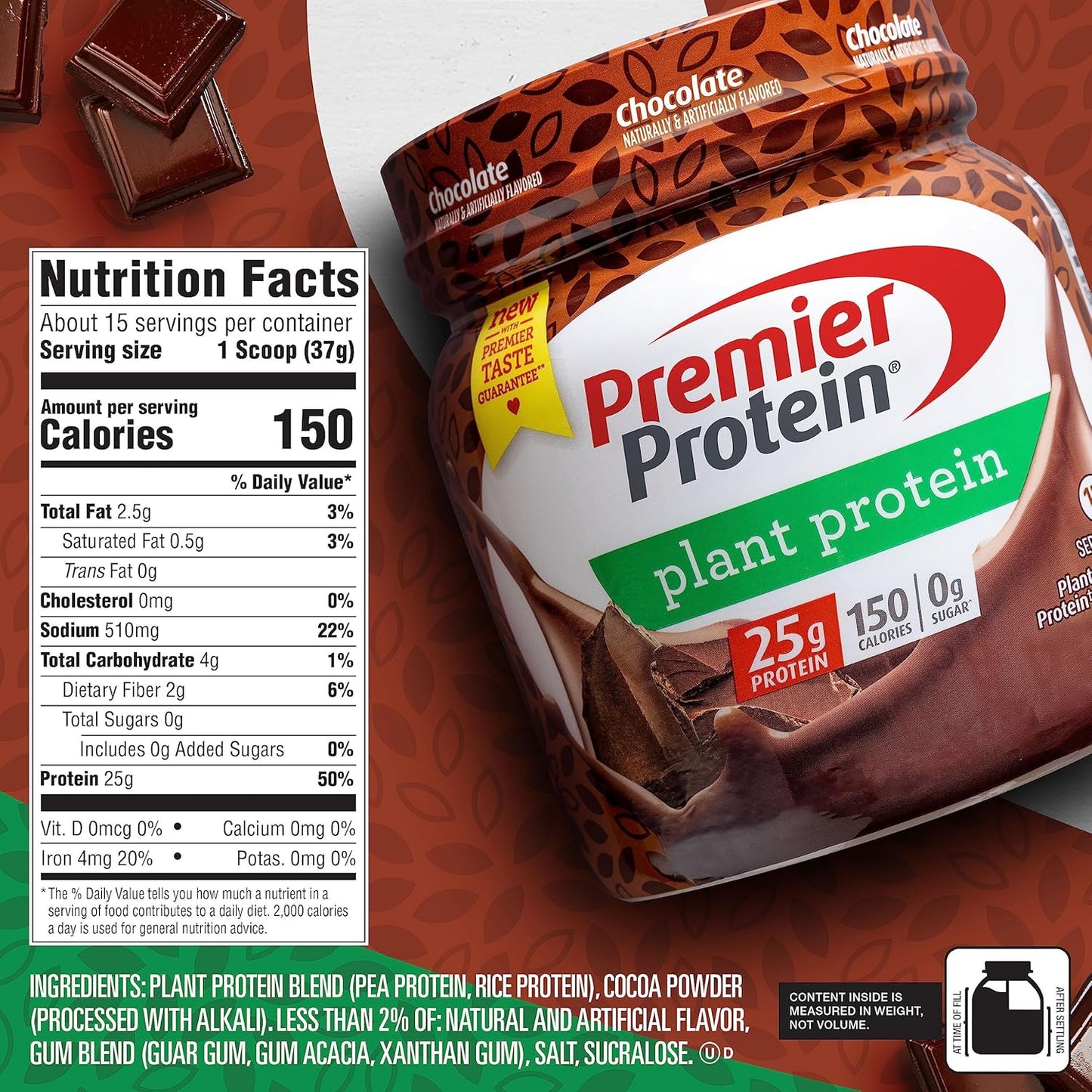 Premier Protein Powder Plant Protein, Chocolate, 25g Plant-Based Protein, 0g Sugar, Gluten Free, No Soy or Dairy Ingredients, 15 Servings
Visit the Premier Protein Store