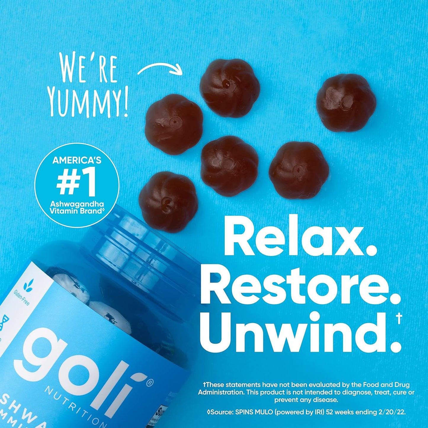 Goli Ashwagandha & Vitamin D Gummy - 60 Count - Mixed Berry, KSM-66, Vegan, Plant Based, Non-GMO, Gluten-Free & Gelatin Free Relax. Restore. Unwind