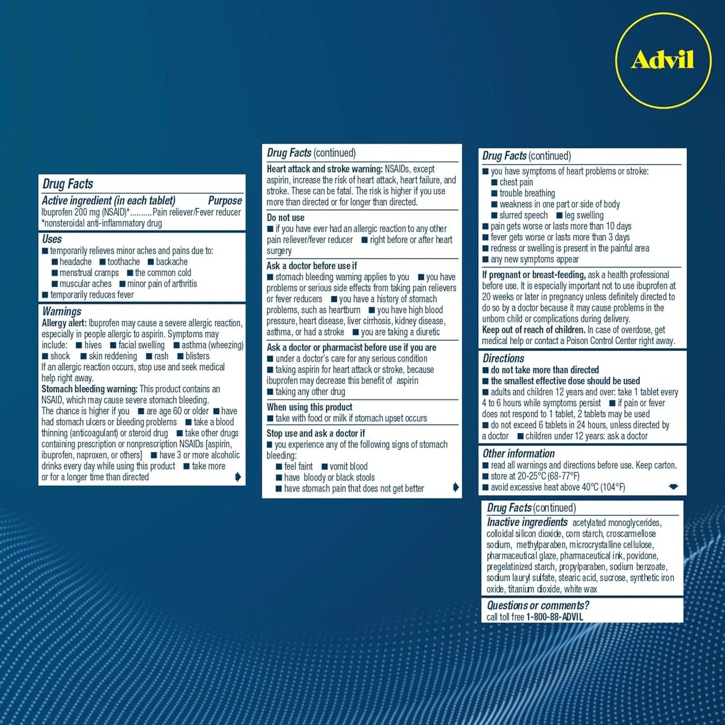 Advil Coated Caplets Pain Reliever and Fever Reducer Ibuprofen 200mg, 24 Count Advil