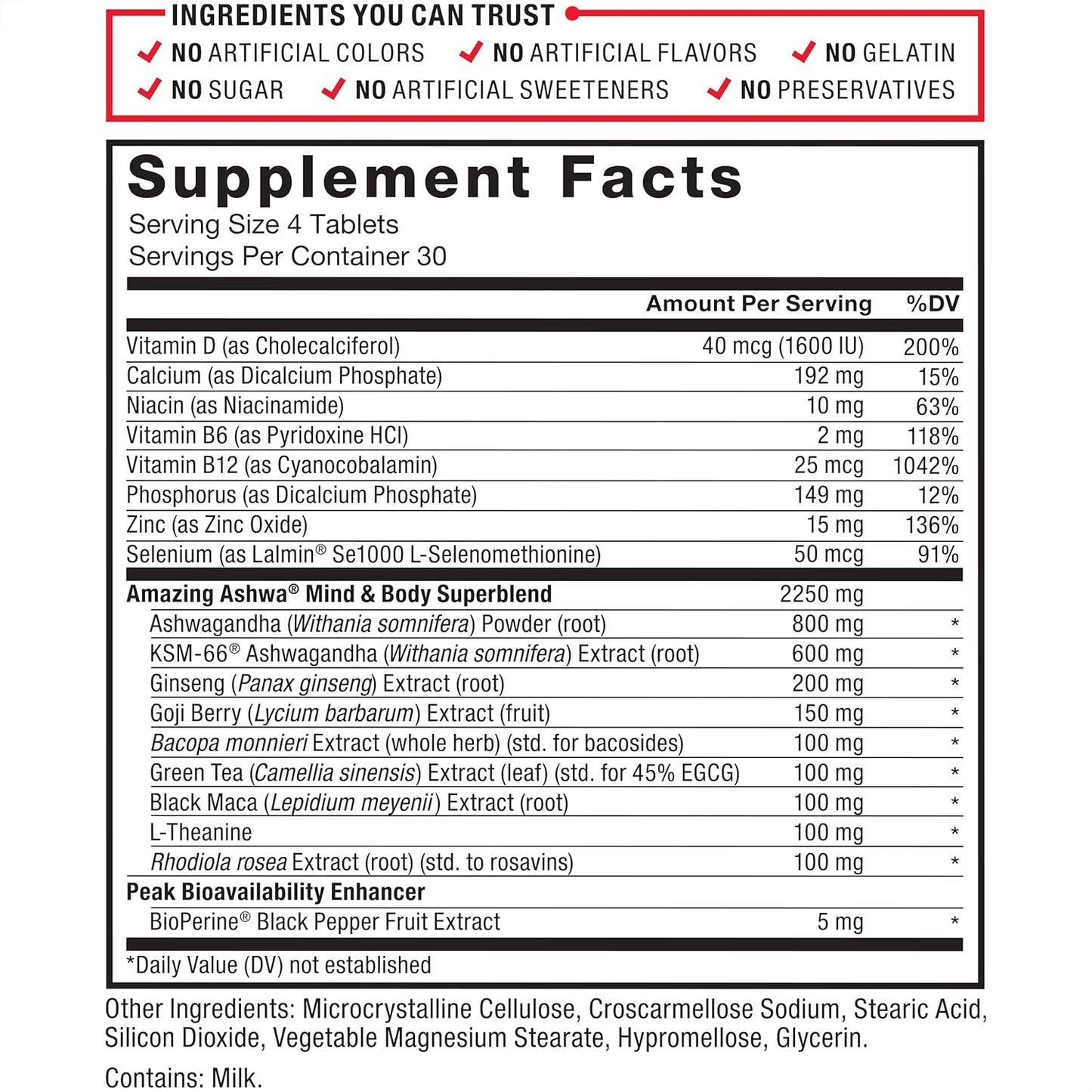 FORCE FACTOR Amazing Ashwa for Stress Relief, Memory, Focus, and Immune Support Health - 120 Tablets
