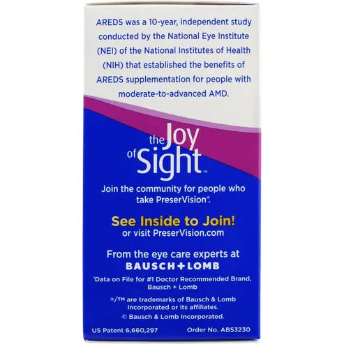 PreserVision AREDS Eye Vitamin & Mineral Supplement, Contains Vitamin C, A, E, Zinc & Copper, 90 Softgels
