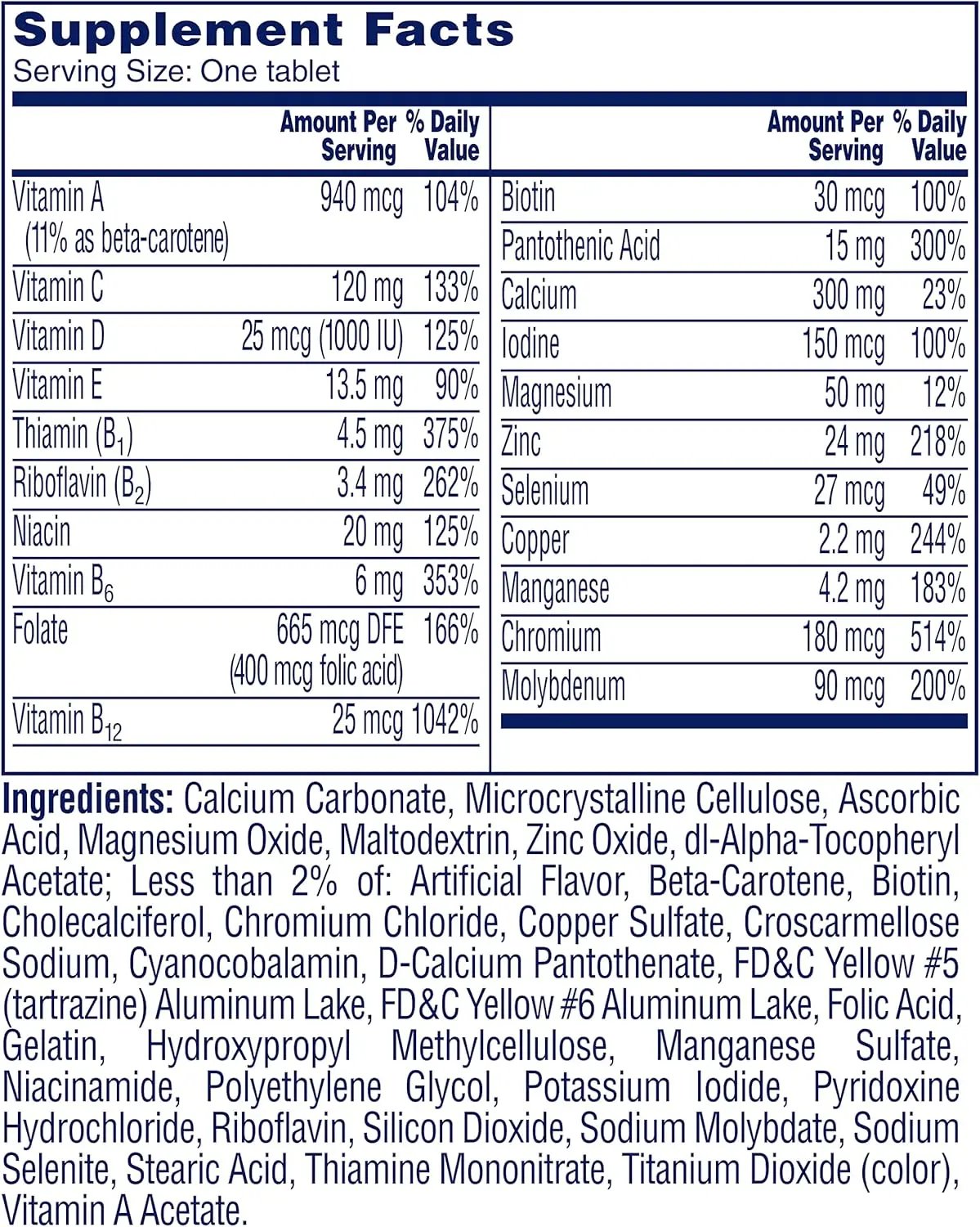 One A Day Women's 50+ Multivitamins, 100 count One A Day