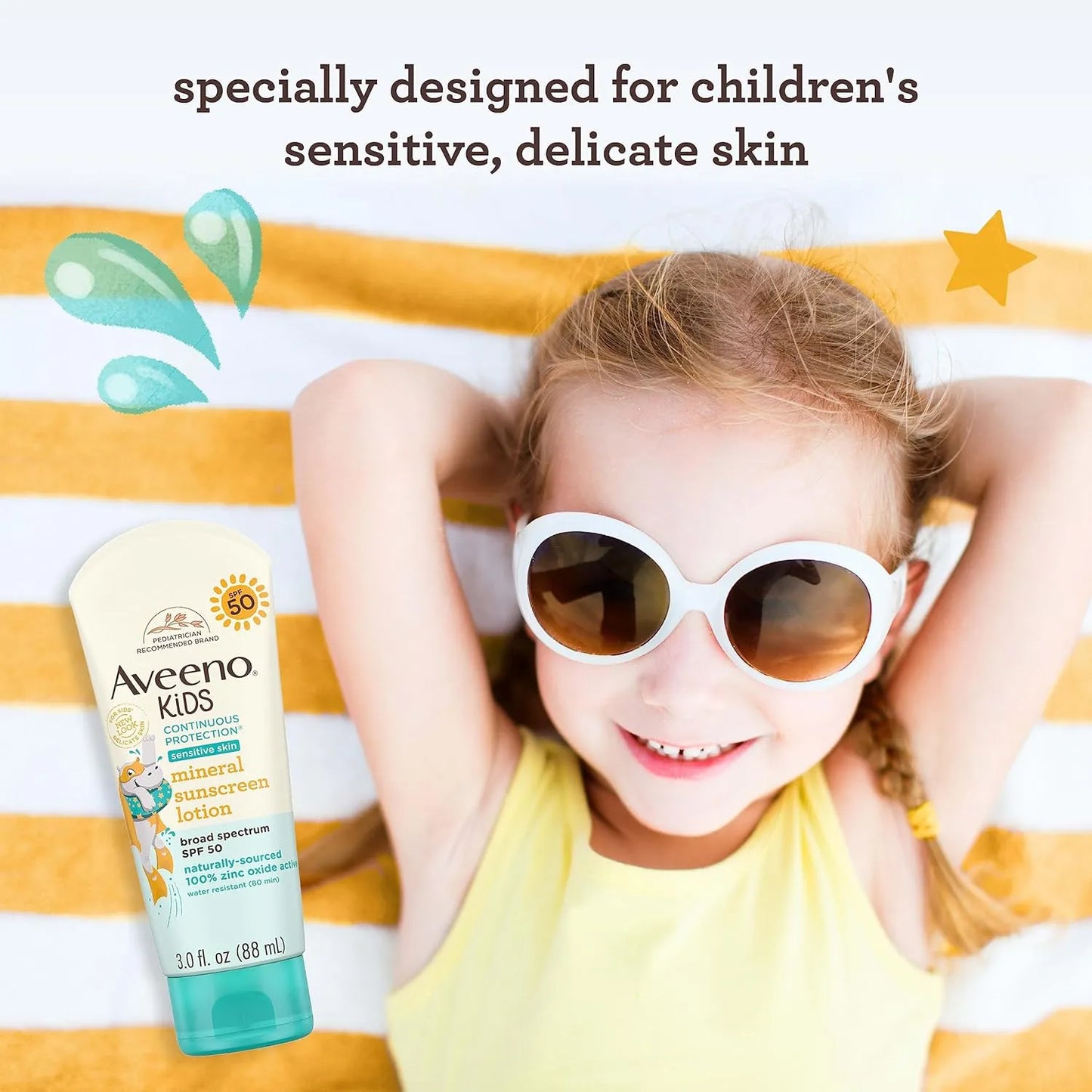 Aveeno Kids Continuous Protection Zinc Oxide Mineral Sunscreen Lotion, 3 fl. oz