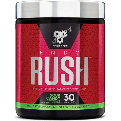 BSN Endorush Pre Workout Powder, Energy Supplement for Men and Women, 300mg of Caffeine, with Beta-Alanine and Creatine, Sour Candy, 30 Servings , 14.3 Ounce