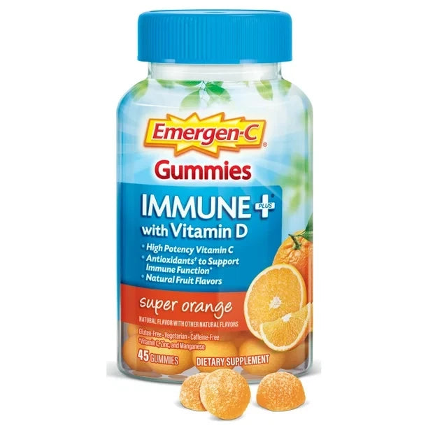 Emergen-C Immune Plus Vitamin D and C Gummies, Super Orange, 45 ct