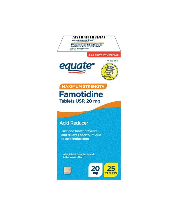 Equate Maximum Strength Famotidine Tablets, 20 mg, 25 Count