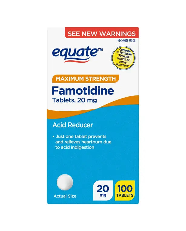 Equate Maximum Strength Famotidine Tablets, 20 mg, Acid Reducer,
100 Count