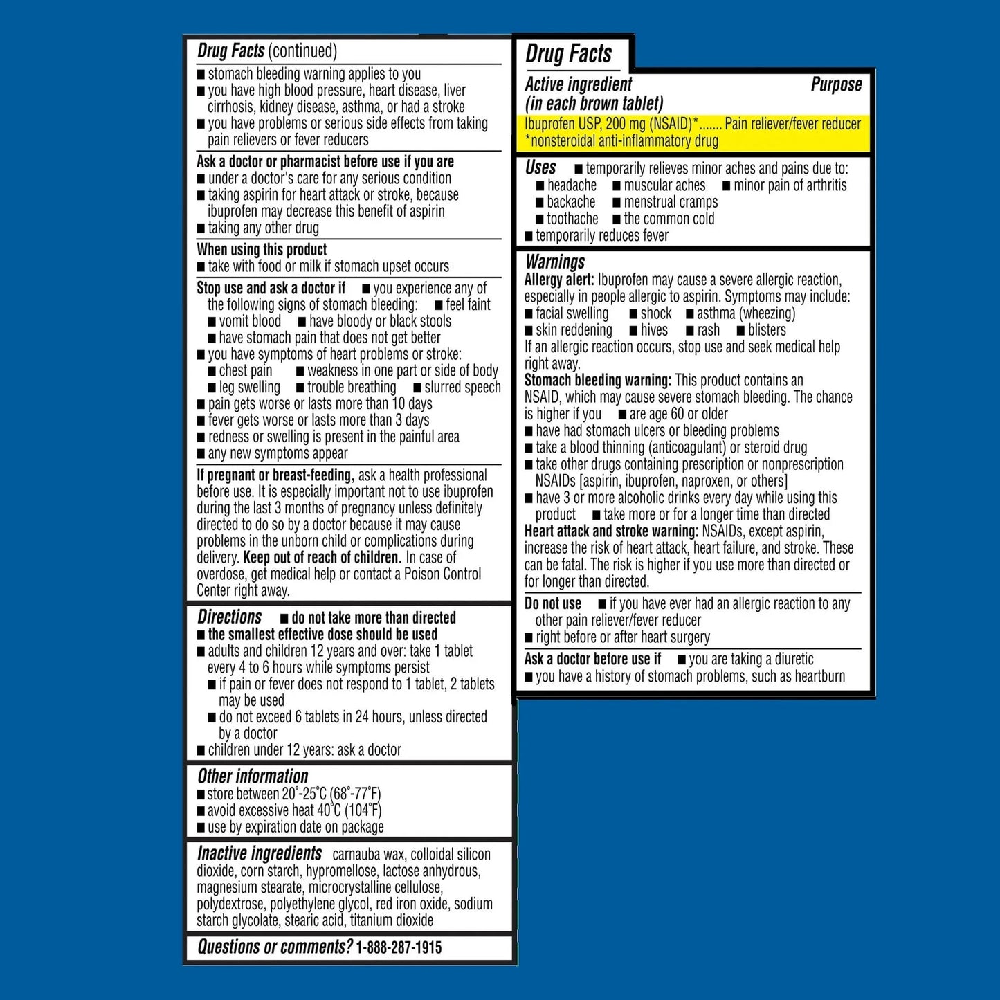 Equate Ibuprofen Pain Reliever and Fever Reducer Coated Tablets, 200mg, 100 Count Equate