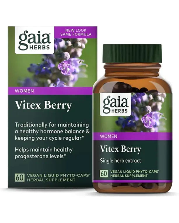 Gaia Herbs Vitex Berry (Chaste Tree) - Supports Hormone Balance & Fertility for Women - Helps Maintain Healthy Progesterone Levels to Support Menstrual Cycle Health - 60 Vegan Caps (30-Day Supply)