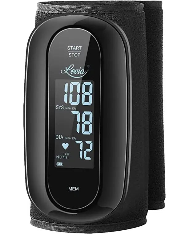 Lovia Blood Pressure Monitor Upper Arm with One Piece Design, Digital BP Machine for Home Use with Cuff Size 9-14 Inch, Portable Meter, Built-in Battery