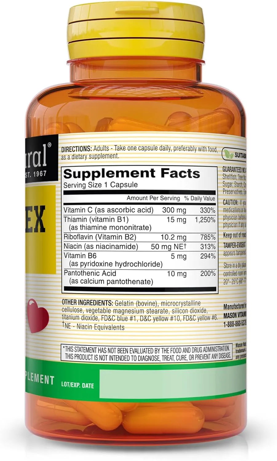 Mason Natural B-Complex with Vitamin C, 100 Capsules