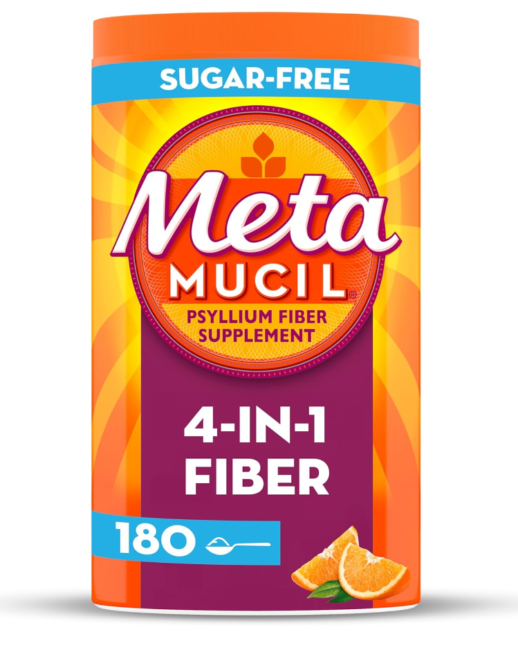 Metamucil 4 in 1 Daily Fiber Supplement Powder, Fiber Powder for Digestive Health and Regularity, 180 teaspoons