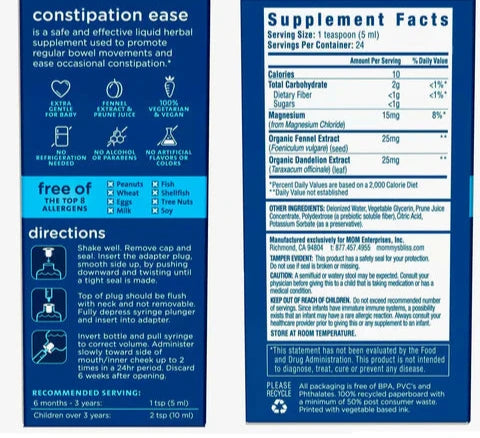 Mommy's Bliss Baby Constipation Ease + Prebiotics, 4 fl. Oz.