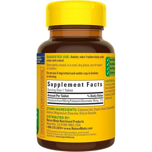 Nature Made Potassium Gluconate 550 mg, 100 Tablets