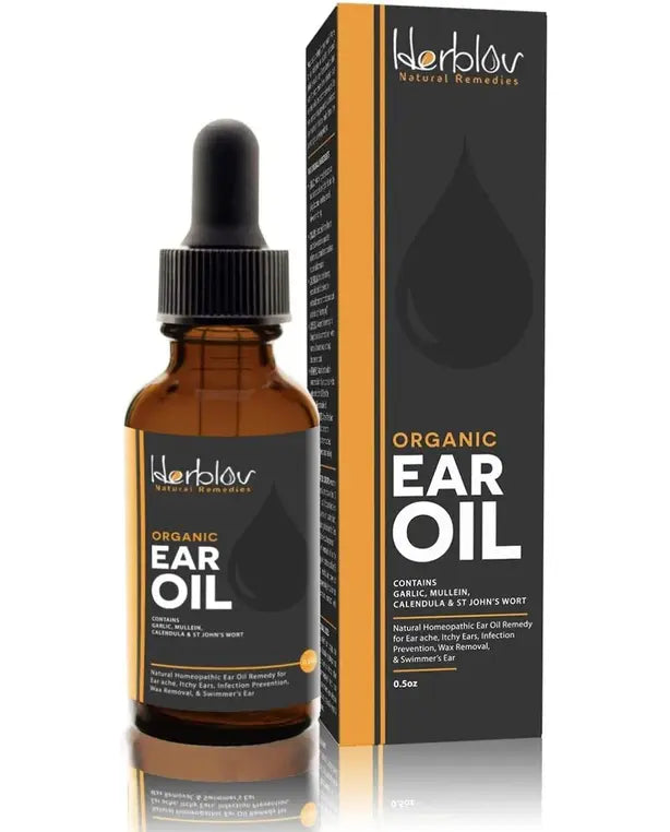 Organic Ear Oil for Ear Infections - Natural Eardrops for Infection Prevention, Swimmer's Ear & Wax Removal - Kids, Adults, Baby, Dog Earache Remedy - with Mullein, Garlic, Calendula, Made in USA