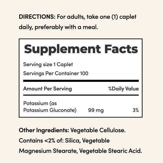 Nature's Bounty Potassium Gluconate 99mg, 100 Caplets