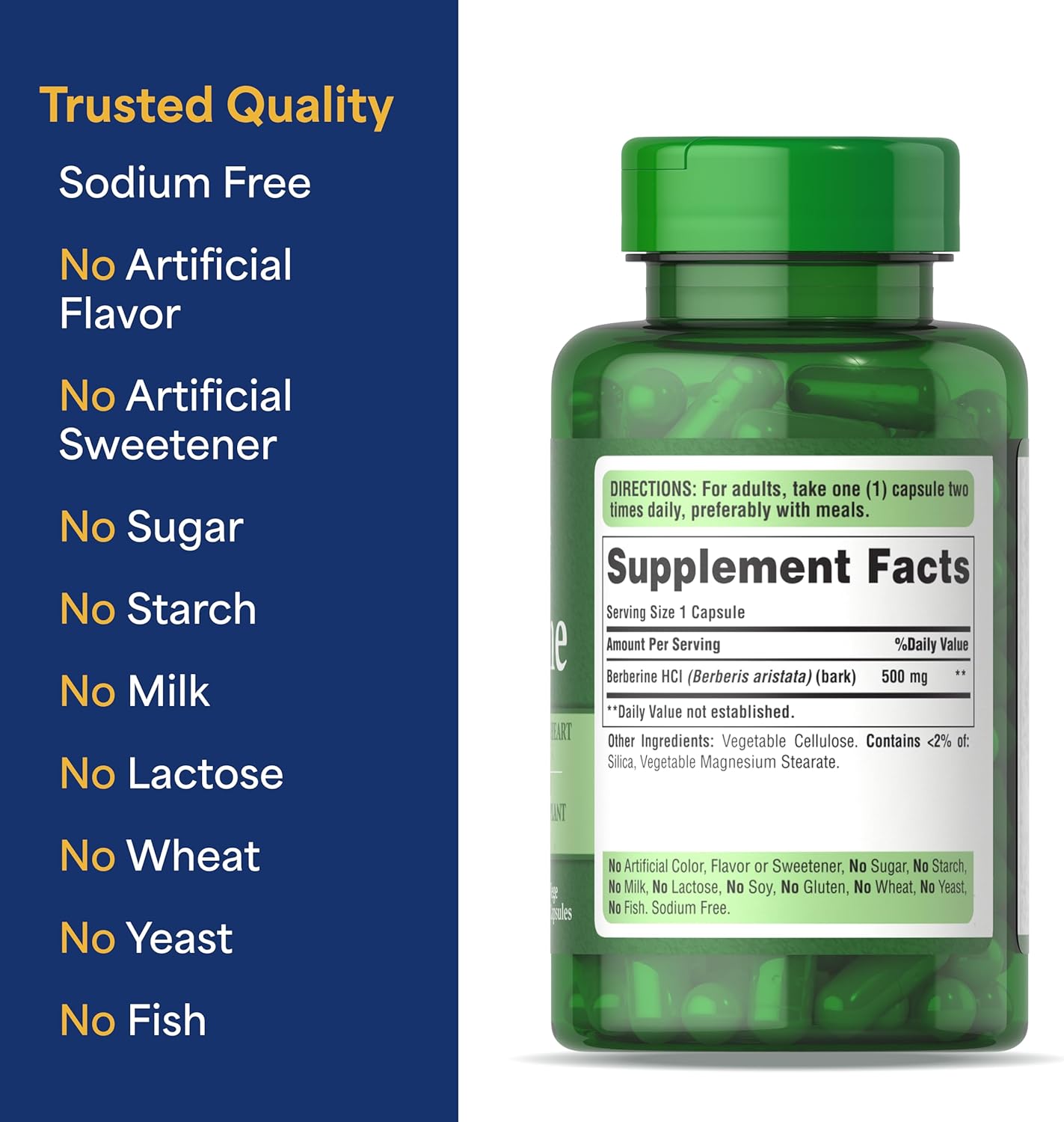 Puritan's Pride Berberine 500 mg, 60 Capsules