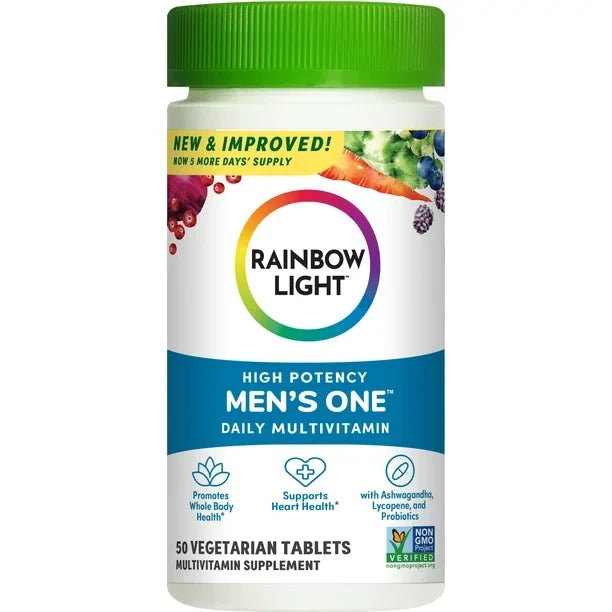 Rainbow Light Multivitamin for Men, Vitamin C, D & Zinc, Probiotics, Men's 'High Potency Immune Support, Non-GMO (60 ct.)