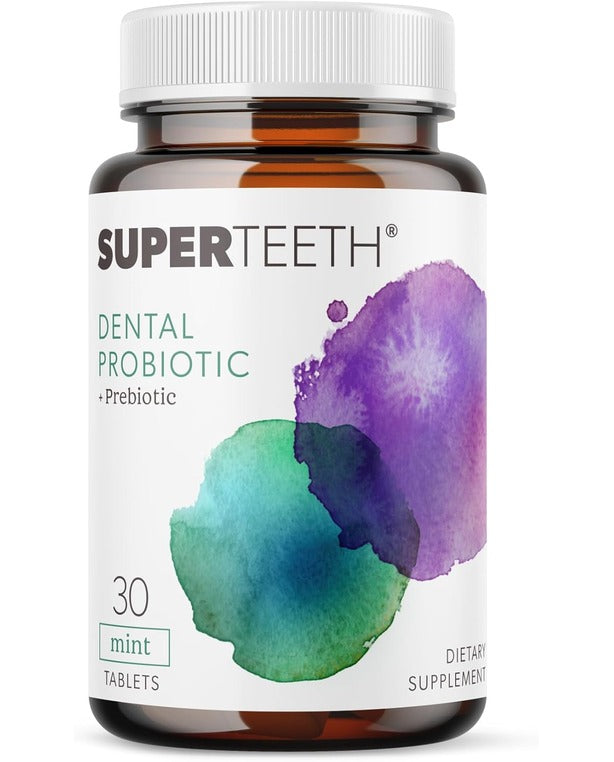 SUPER TEETH Chewable Dental Probiotic for Kids and Adults | Holistic Oral Probiotic That Supports Healthy Teeth and Gums | Sugar-Free Natural Mint Flavor | Fluoride Free 30ct