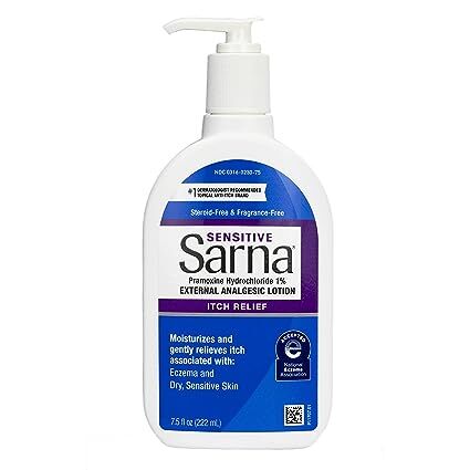Sarna Sensitive Steroid-Free Anti-Itch Lotion for Dry Irritated Skin, Fragrance free - 7.5 Fl Oz