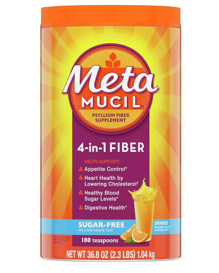 Metamucil 4 in 1 Daily Fiber Supplement Powder, Fiber Powder for Digestive Health and Regularity, 180 teaspoons