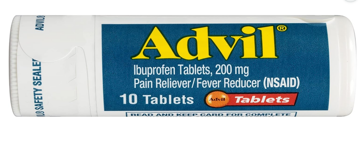 Advil Pain Reliever and Fever Reducer with Ibuprofen 200mg for Headache, Backache - 10 Coated Tablets