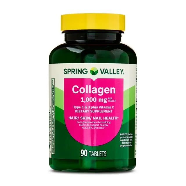 Spring Valley Collagen Type 1 & 3 plus Vitamin C, 1,000 mg, 90 Count