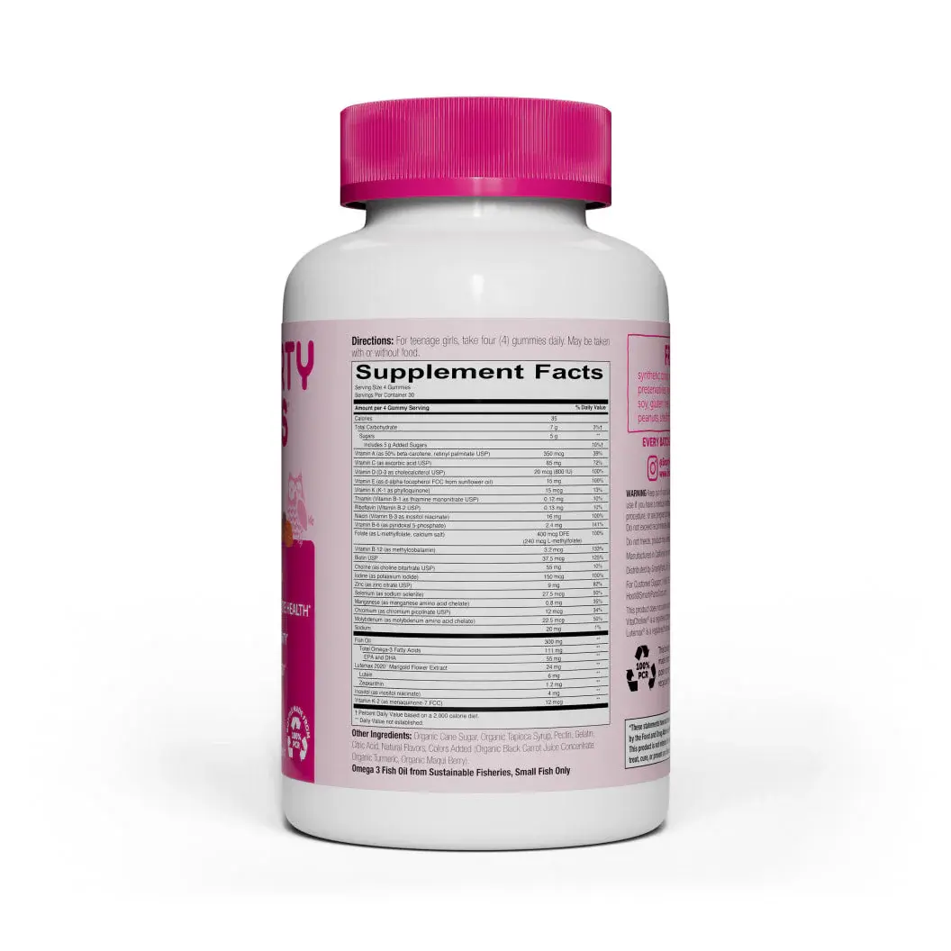 SmartyPants Teen Girl Formula: Multivitamin, Omega 3s, and Vitamin D3 - Single Bottle, 2.5 Week Supply, 90 Count SmartyPants
