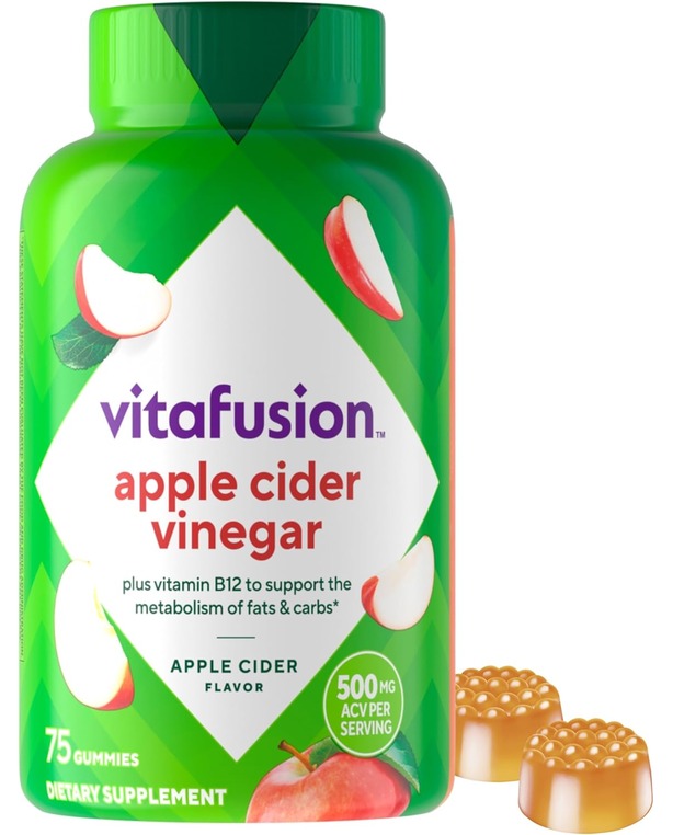 Vitafusion Apple Cider Vinegar Gummies 500mg Apple Cider Vinegar per Serving Plus B Vitamins, 60ct (30 Day Supply), Keto Friendly ACV