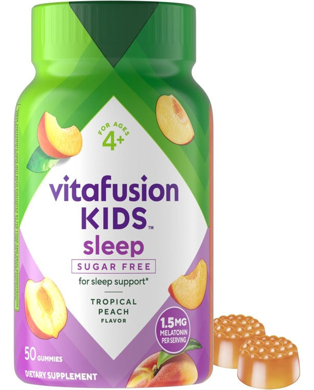 Vitafusion Kids Melatonin Gummy Supplements, Tropical Peach Flavored Sleep Support Supplements (1), 50 Count