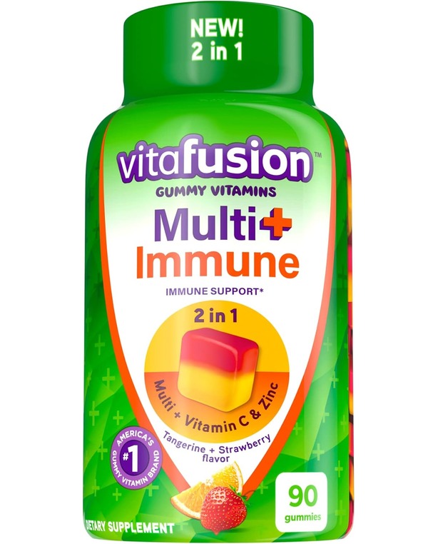Vitafusion Multi+ Immune Support* – 2-in-1 Benefits & Flavors – Adult Gummy Vitamins with Vitamin C, Zinc, Daily Multivitamins, 90 Count