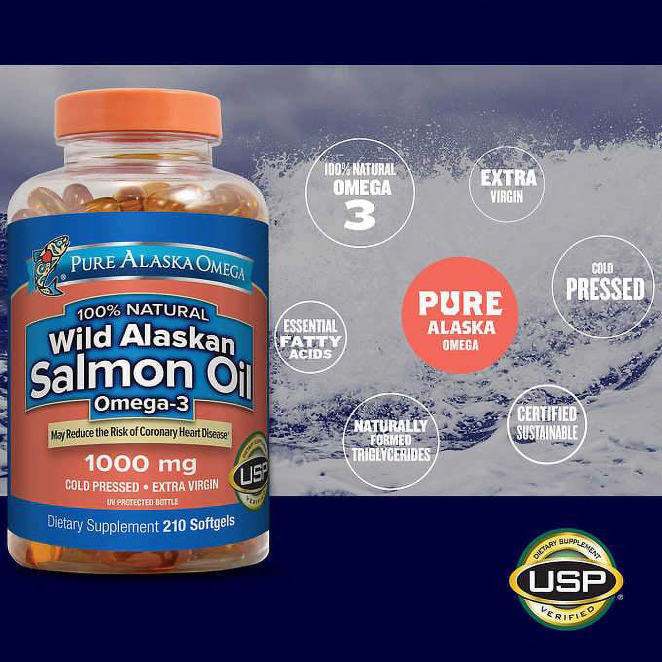 Omega Wild Salmon Oil 1000 mg., 210 Softgels