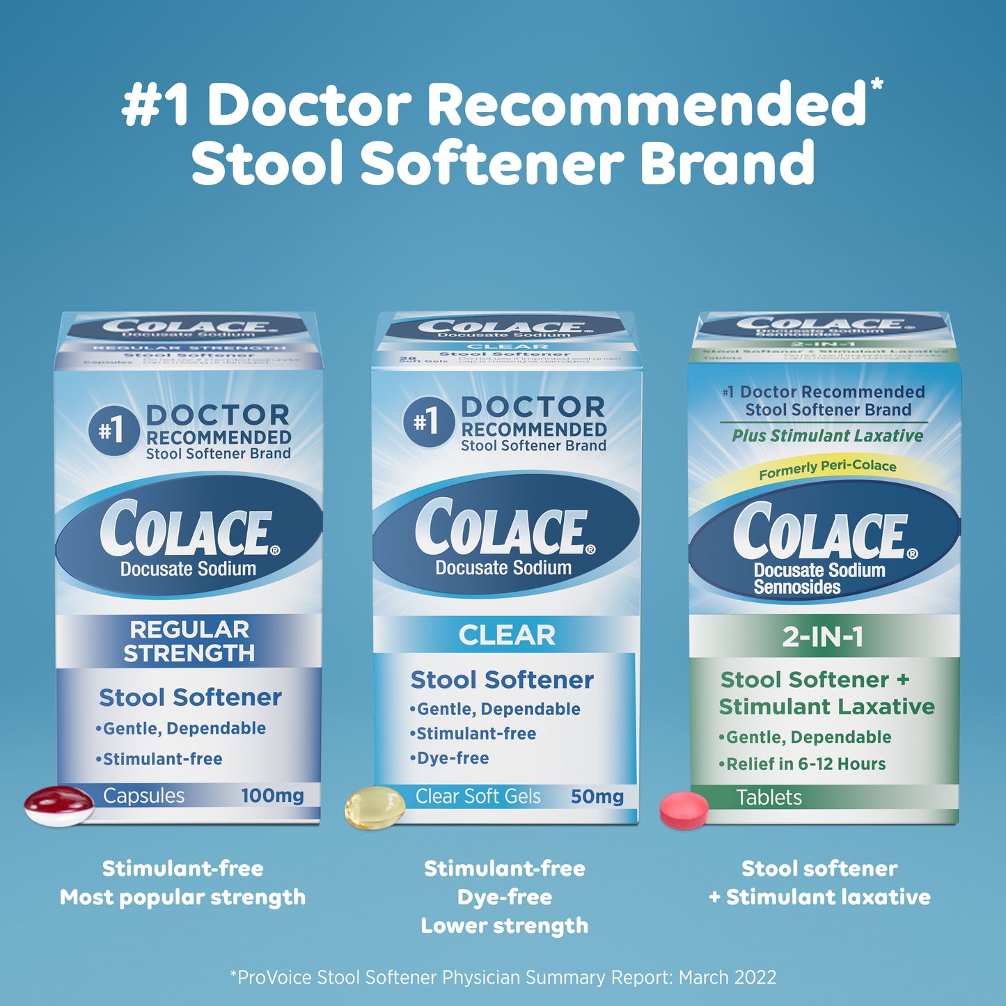 COLACE Regular Strength Stool Softener 100 mg Capsules 60 Count Docusate Sodium Stool Softener for Gentle Dependable Relief