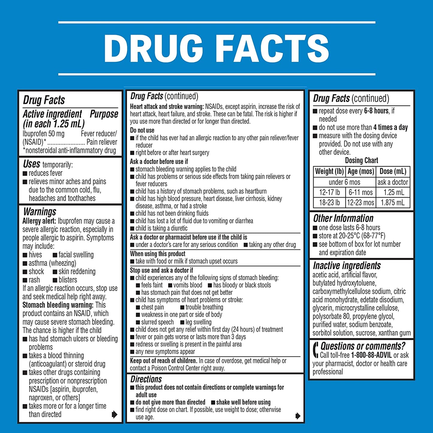 Infants' Advil Pain Reliever and Baby Fever Reducer, Infant Ibuprofen for Pain Relief, White Grape - 0.5 Fl Oz