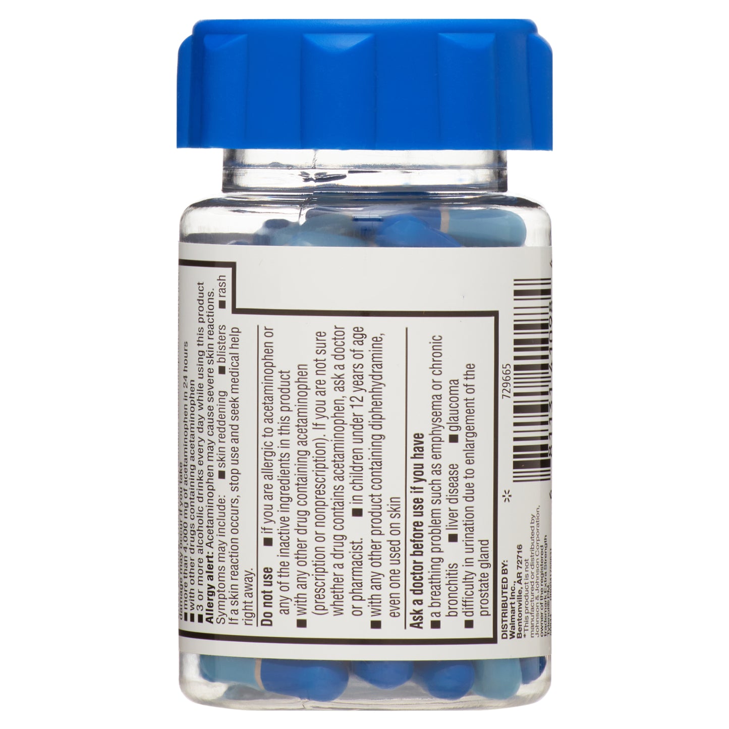 Equate Extra Strength Pain Reliever PM Caplets, Acetaminophen 500 mg, Diphenhydramine HCL 25 mg, 80 Count