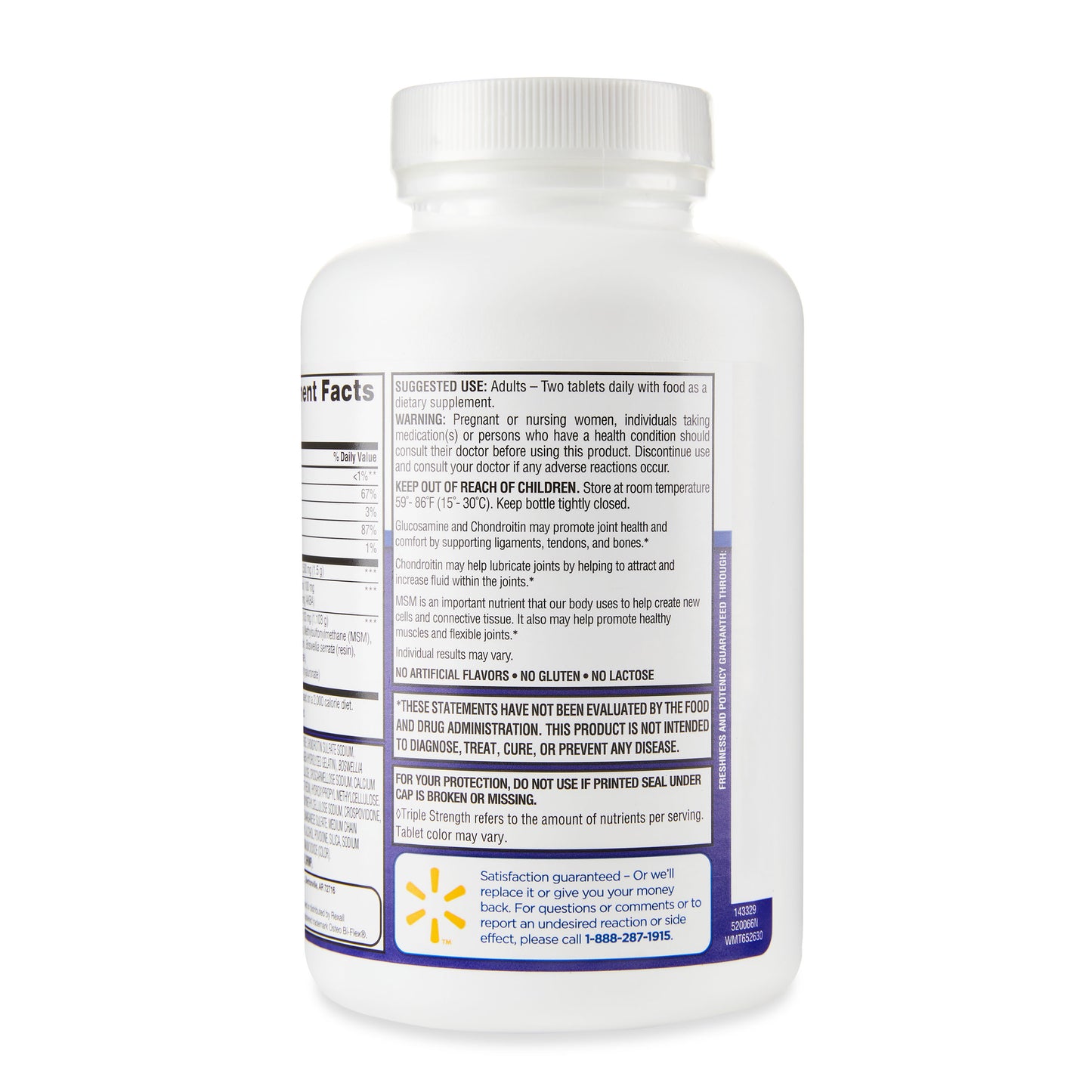 Equate Triple Strength Glucosamine & Chondroitin Complex Tablets Dietary Supplement Value Size, 160 Count