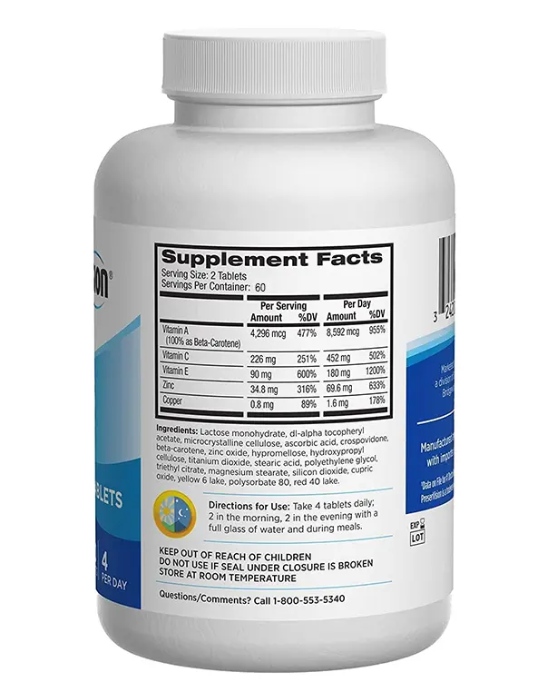 PreserVision Vitamin and Mineral Supplement Tablets, 120 Count Bottle (Pack of 2) PreserVision