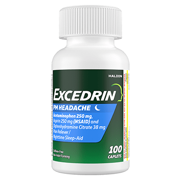 Excedrin PM Sleep Aid with Headache Relief Caplets for Nighttime Headaches and Sleeplessness - 100 Count