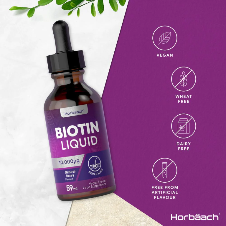 Nutra Champs Liquid Biotin Supplement for Hair Growth, Nail Health & Skin High Concentration for Women & Men