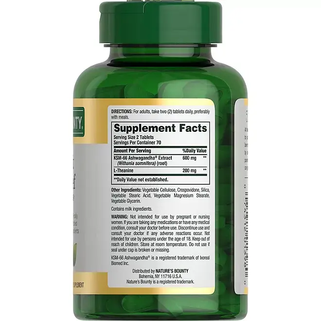 Nature's Bounty Anxiety & Stress Relief Ashwagandha Ksm-66 Tablets, 140 Count Nature's Bounty