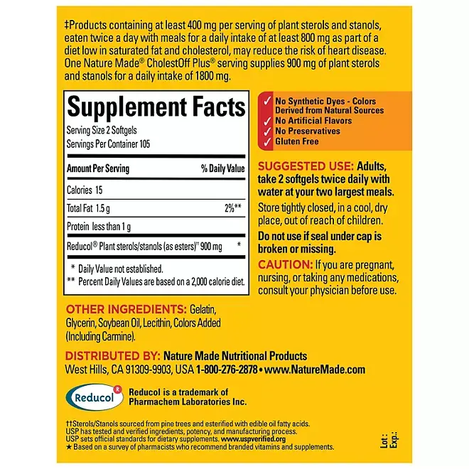 Nature Made CholestOff Plus Softgels for Heart Health 210 ct. softgels Nature Made