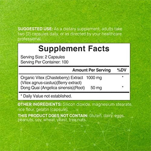 Deal Supplement Vitex plus for Women - Vitex Chasteberry Supplement 1000mg Plus Dong Quai Capsules, 200 Counts