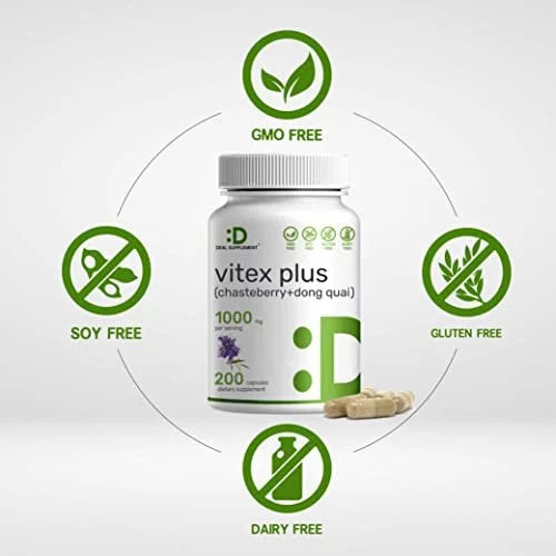 Deal Supplement Vitex plus for Women - Vitex Chasteberry Supplement 1000mg Plus Dong Quai Capsules, 200 Counts